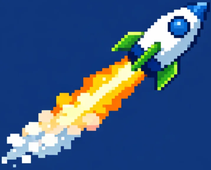 Pixel art rocket taking off